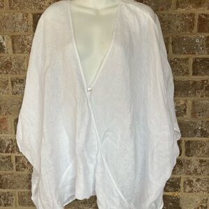 White Open Front Poncho Pallicino purejill linen size xl
